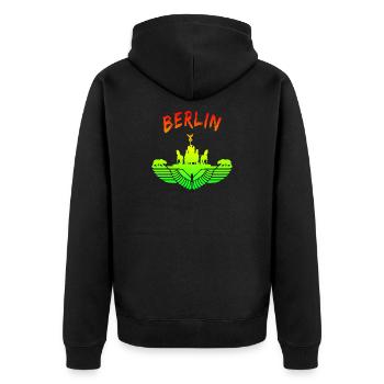 Berlin Design / Berlin Bear Brandenburg Gate - Unisex Premium Organic Zip Hoodie - black - Back - Nico (187cm)