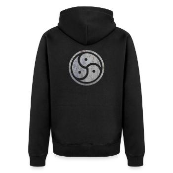 bdsm symbol fetisch bondage latex dominiert herrin - Unisex Premium Bio Zip Hoodie - Schwarz - Hinten - Nico (187cm)