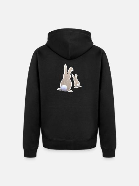 Easter bunnies from behind - Unisex Premium Organic Zip Hoodie - black