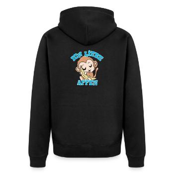 Affen - Unisex Premium Bio Zip Hoodie - Schwarz - Hinten - Nico (187cm)