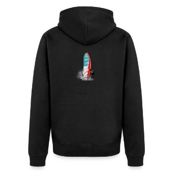 Windsurfing - Unisex Premium Bio Zip Hoodie - Schwarz - Hinten - Nico (187cm)