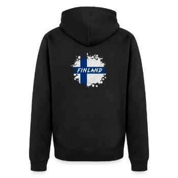 Finnland Klecks / Geschenk Finland Helsinki Turku - Unisex Premium Bio Zip Hoodie - Schwarz - Hinten - Nico (187cm)