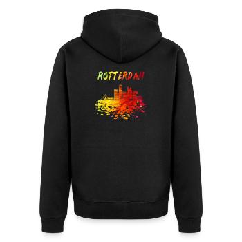 Rotterdam Skyline / Cadeau ville Pays-Bas - Veste à capuche bio Premium Unisexe - noir - Dos - Nico (187cm)