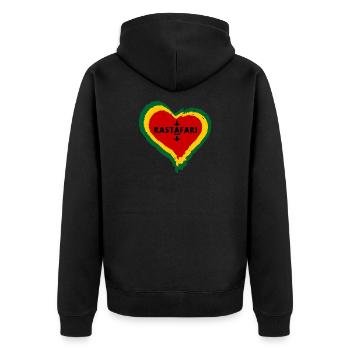 Cœur d’amour avec symbolisme rastafari - Veste à capuche bio Premium Unisexe - noir - Dos - Nico (187cm)