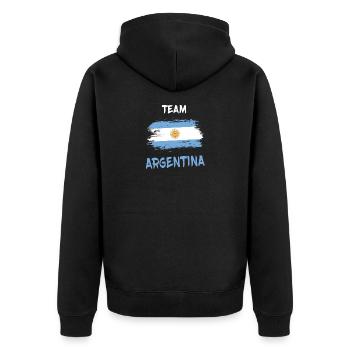Team Argentina / Gift Buenos Aires - Unisex Premium Organic Zip Hoodie - black - Back - Nico (187cm)
