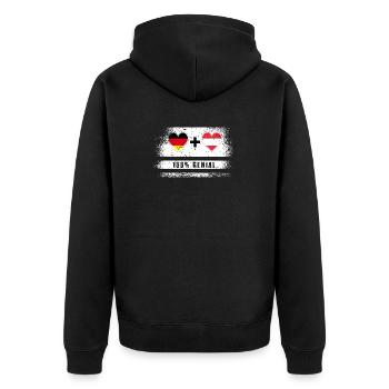 Deutschland und Österreich 100% genial / Geschenk - Unisex Premium Bio Zip Hoodie - Schwarz - Hinten - Nico (187cm)