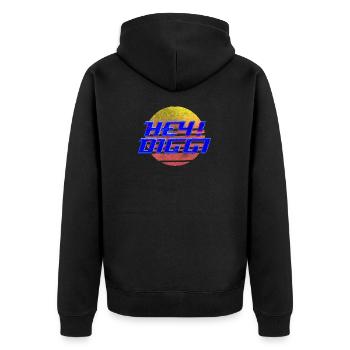 Hey Diggi - Unisex Premium Organic Zip Hoodie - black - Back - Nico (187cm)