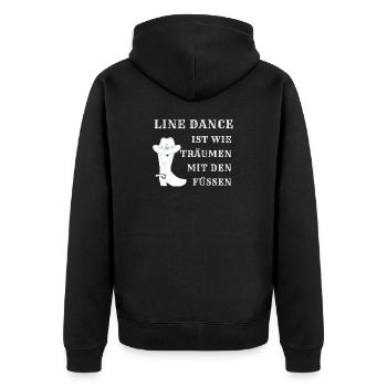 Line Dance ist wie Träumen mit den Füßen - Unisex Premium Bio Zip Hoodie - Schwarz - Hinten - Nico (187cm)