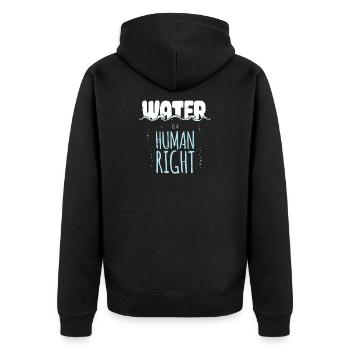 Water is a Human Right - Unisex Premium Bio Zip Hoodie - Schwarz - Hinten - Nico (187cm)