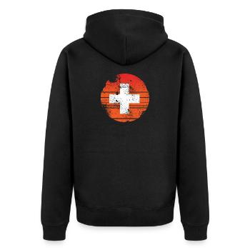 Happy Birthday Schweiz - Unisex Premium Bio Zip Hoodie - Schwarz - Hinten - Nico (187cm)