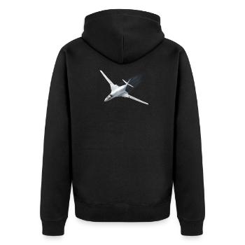 Tupolew Tu-160 - Unisex Premium Bio Zip Hoodie - Schwarz - Hinten - Nico (187cm)