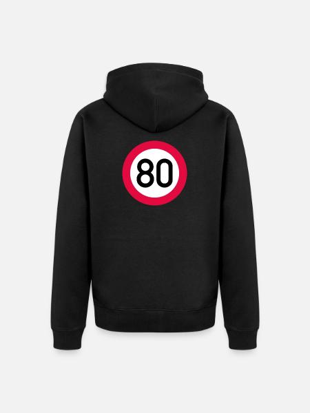 80. Geburtstag Achtung! Verkehrsschild 80 Km/h - Premium økologisk unisex-hættejakke - sort