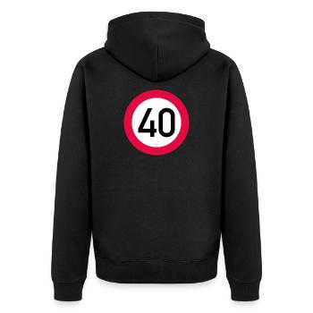 40. Geburtstag Achtung! Verkehrsschild 40 Km/h - Unisex Premium Bio Zip Hoodie - Schwarz - Hinten - Nico (187cm)