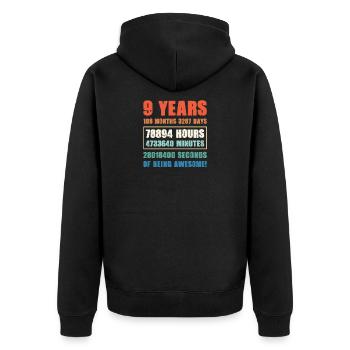9. Jahre Geburtstag Geburtstagsfeier Geburt Fest - Unisex Premium Bio Zip Hoodie - Schwarz - Hinten - Nico (187cm)