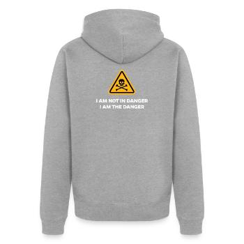 Danger Dangerous Funny Sayings Drôle Humoristique - Veste à capuche bio Premium Unisexe - gris chiné - Dos - Nico (187cm)