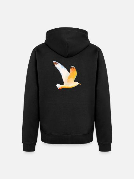 gull - Unisex Premium Organic Zip Hoodie - black