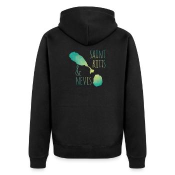Saint Kitts and Nevis - Unisex Premium Organic Zip Hoodie - black - Back - Nico (187cm)