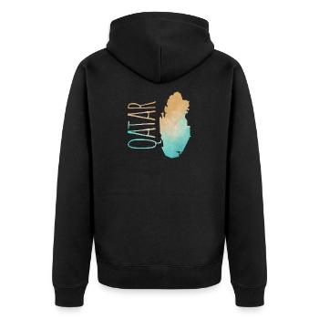 Qatar - Unisex Premium Bio Zip Hoodie - Schwarz - Hinten - Nico (187cm)