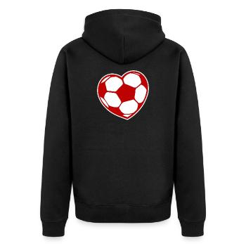 Ich Liebe Fussball Fussballfan Fussballer Herz - Unisex Premium Bio Zip Hoodie - Schwarz - Hinten - Nico (187cm)
