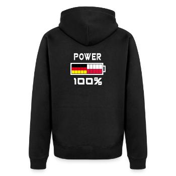 Allemagne et Pologne Power 100% - Veste à capuche bio Premium Unisexe - noir - Dos - Nico (187cm)