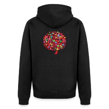 Heart tree illustration with colorful leaves - Unisex Premium Organic Zip Hoodie - black - Back - Nico (187cm)
