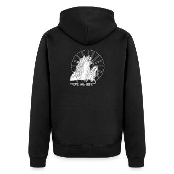 Pandora - The Evil and Hope - Unisex Premium Bio Zip Hoodie - Schwarz - Hinten - Nico (187cm)