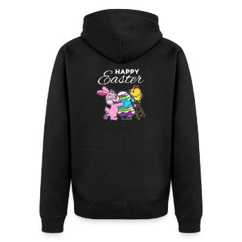 Lapin de pâques heureux lapin de pâques poussin oeuf de poule - Veste à capuche bio Premium Unisexe - noir - Dos - Nico (187cm)