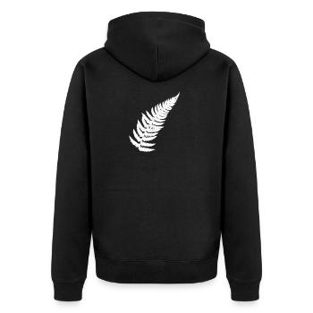 Contrasting Fern Feather - Unisex Premium Organic Zip Hoodie - black - Back - Nico (187cm)