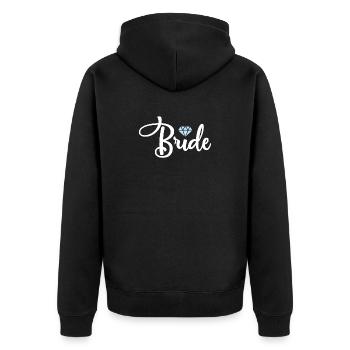 Bride Braut Diamant Hochzeit Heirat Party Geschenk - Unisex Premium Bio Zip Hoodie - Schwarz - Hinten - Nico (187cm)