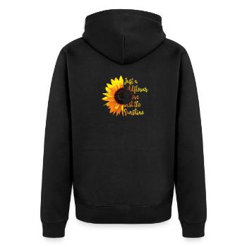 Sonnenblume Inspirierendes Zitat - Unisex Premium Bio Zip Hoodie - Schwarz - Hinten - Nico (187cm)