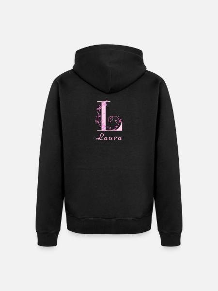 LAURA Naam Shirt Bloemen Letter Vrouwen - Uniseks Premium bio ziphoodie - zwart