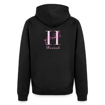 HANNAH Nom Chemise Lettres Florales Femmes - Veste à capuche bio Premium Unisexe - noir - Dos - Nico (187cm)