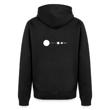 Tesla in Space Solar System SpaceX - Unisex Premium Bio Zip Hoodie - Schwarz - Hinten - Nico (187cm)