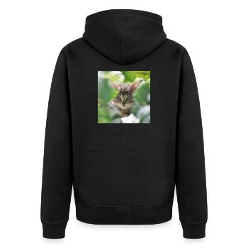 Chaton timide mais curieux - Veste à capuche bio Premium Unisexe - noir - Dos - Nico (187cm)