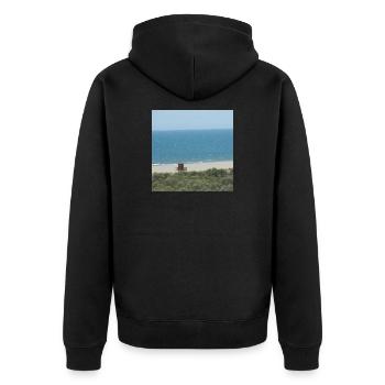 Beach spain vacation holidays trip sea - Unisex Premium Organic Zip Hoodie - black - Back - Nico (187cm)