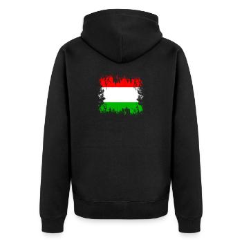 Ungarn - Magyarország - Ungarn - Unisex Premium Bio Zip Hoodie - Schwarz - Hinten - Nico (187cm)