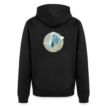 Fröhlicher Tiefsee-Wal Beluga in Kreis - Unisex Premium Bio Zip Hoodie - Schwarz - Hinten - Nico (187cm)