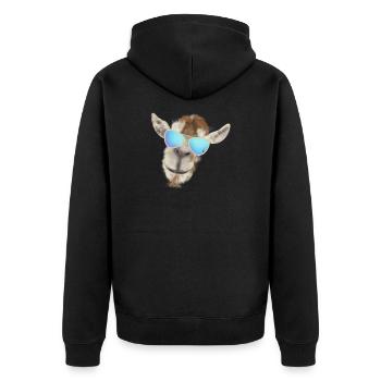 Casual goat head with sunglasses - Unisex Premium Organic Zip Hoodie - black - Back - Nico (187cm)