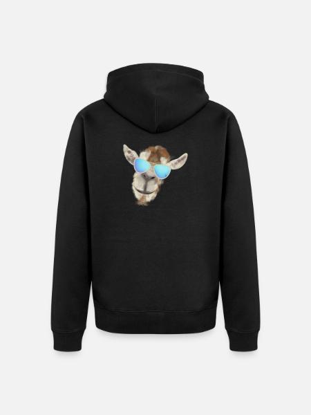 Casual goat head with sunglasses - Unisex Premium Organic Zip Hoodie - black