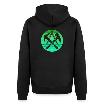 Couvreur vintage rétro artisan vert - Veste à capuche bio Premium Unisexe - noir - Dos - Nico (187cm)