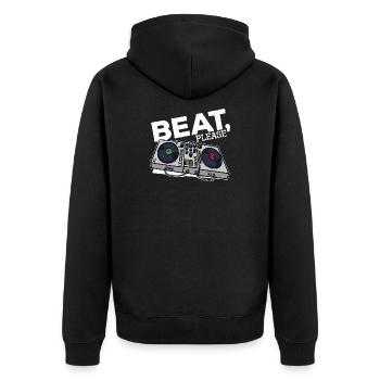 Beatbox Turntable MC DJ Deejay Scratchen Hip Hop - Unisex Premium Bio Zip Hoodie - Schwarz - Hinten - Nico (187cm)