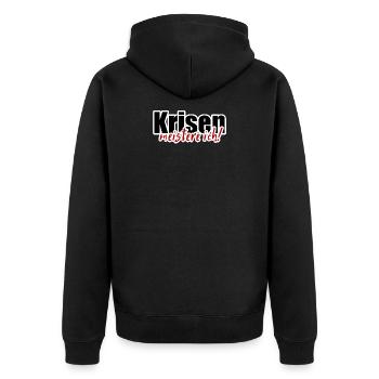 Krise Meister Opftimist Spruch Motivation - Unisex Premium Bio Zip Hoodie - Schwarz - Hinten - Nico (187cm)