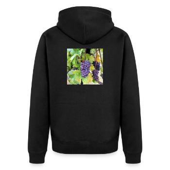 Wine Grapes Grape Grape Harvest Vintage Wine Festival Poster - Unisex Premium Organic Zip Hoodie - black - Back - Nico (187cm)