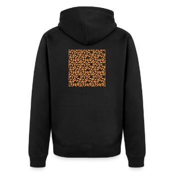 Leopard Muster Muster in Orange auf Schwarz - Unisex Premium Bio Zip Hoodie - Schwarz - Hinten - Nico (187cm)