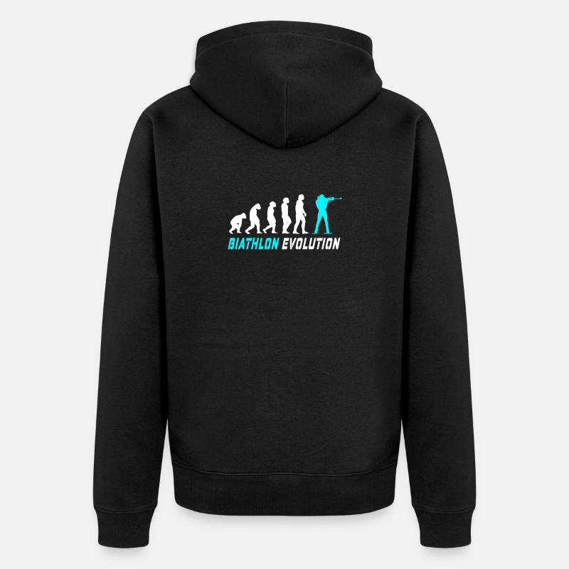 Evolution Biathlon Design / Geschenkidee - Unisex Premium Bio Zip Hoodie - Schwarz