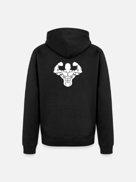 Bodybuilder Strong Man Toning Muscle Sport - Unisex Premium Organic Zip Hoodie - black