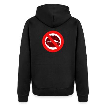 Küssen verboten Kußmund Lippen Kuß Verbot Abstand - Unisex Premium Bio Zip Hoodie - Schwarz - Hinten - Nico (187cm)