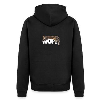Nope Katze - Unisex Premium Bio Zip Hoodie - Schwarz - Hinten - Nico (187cm)