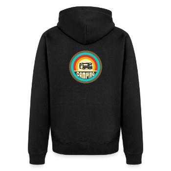 Camping Vintage Design / Geschenkidee - Unisex Premium Bio Zip Hoodie - Schwarz - Hinten - Nico (187cm)