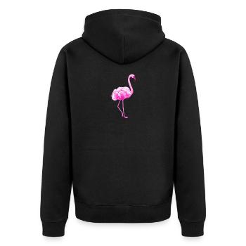 Flamingo - Unisex Premium Organic Zip Hoodie - black - Back - Nico (187cm)